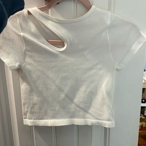 White shoulder detail top